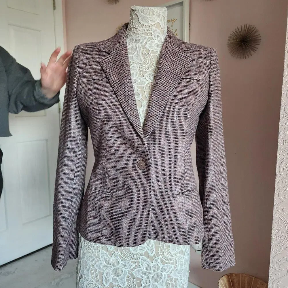 euc PEABODY House tweed brown RUST adorable blazer jacket 11/12 romania